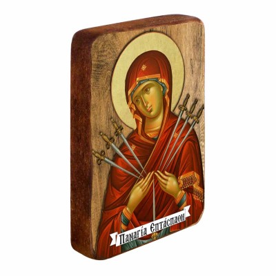 ΠΑΝΑΓΙΑ ΕΠΤΑΣΠΑΘΗ - Ξύλινη Εικονίτσα Μπομπονιέρα 10cm