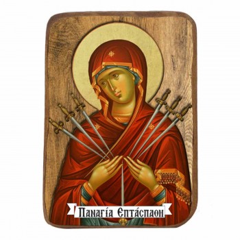 ΠΑΝΑΓΙΑ ΕΠΤΑΣΠΑΘΗ - Ξύλινη Εικονίτσα Μπομπονιέρα 9cm