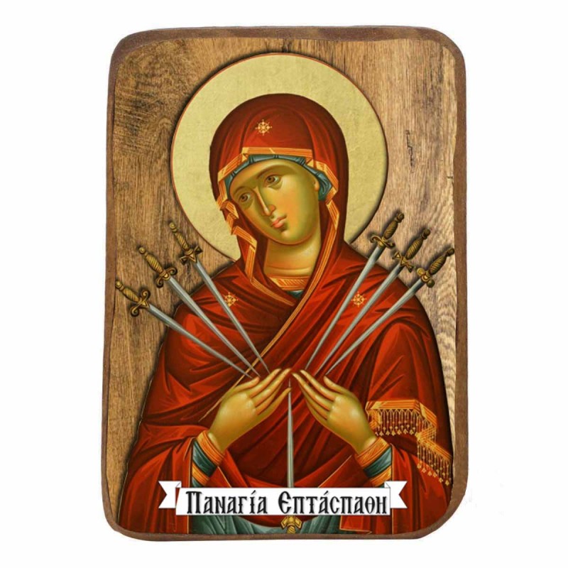 ΠΑΝΑΓΙΑ ΕΠΤΑΣΠΑΘΗ - Ξύλινη Εικονίτσα Μπομπονιέρα 10cm