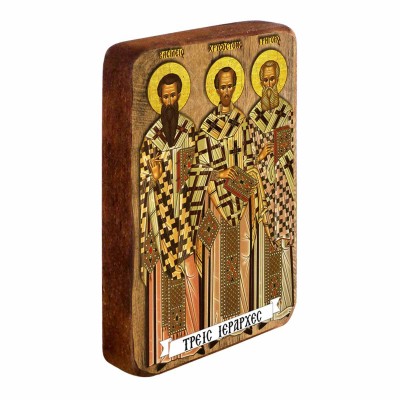 ΤΡΕΙΣ ΙΕΡΑΡΧΕΣ - Ξύλινη Εικονίτσα Μπομπονιέρα 9cm