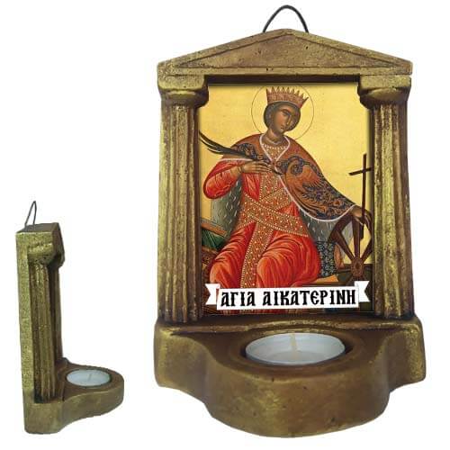 ΑΓΙΑ ΑΙΚΑΤΕΡΙΝΗ - Εικονοστάσι Τοίχου & Βάσης με Ρεσώ