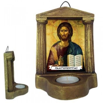 ΙΗΣΟΥΣ ΧΡΙΣΤΟΣ Ο ΠΑΝΤΕΠΟΠΤΗΣ - Εικονοστάσι Τοίχου & Βάσης με Ρεσώ
