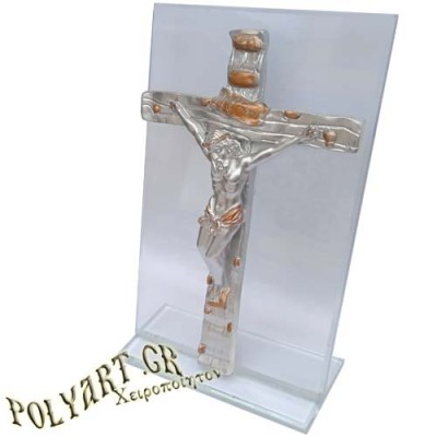 ΕΣΤΑΥΡΩΜΕΝΟΣ - Κρυστάλλινος Επιτραπέζιος Σταυρός 21cm