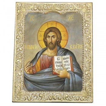 ΙΗΣΟΥΣ ΧΡΙΣΤΟΣ ΠΑΝΤΟΚΡΑΤΩΡ - Βυζαντινή Κορνίζα