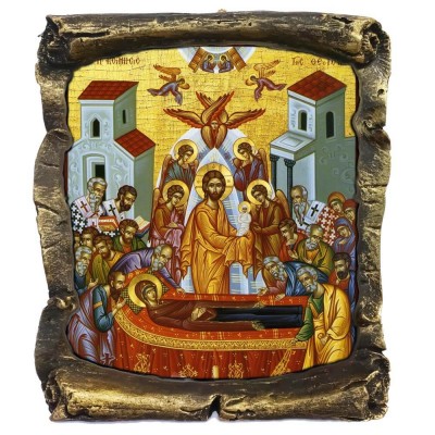 ΚΟΙΜΗΣΗ ΤΗΣ ΘΕΟΤΟΚΟΥ - Μαύρος Κεραμικός Πάπυρος 20cm