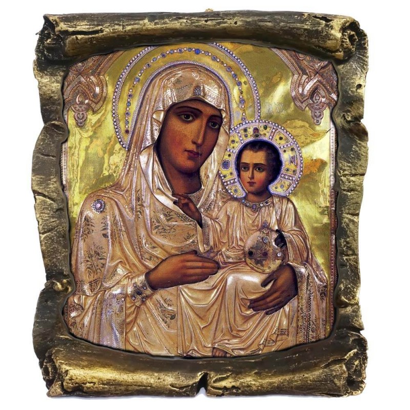 ΠΑΝΑΓΙΑ ΙΕΡΟΣΟΛΥΜΙΤΙΣΣΑ - Μαύρος Κεραμικός Πάπυρος 20cm