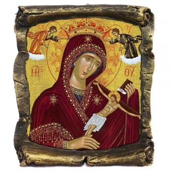 ΠΑΝΑΓΙΑ ΤΟΥ ΧΑΡΟΥ - Μαύρος Κεραμικός Πάπυρος 20cm