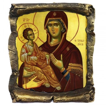 ΠΑΝΑΓΙΑ ΤΡΙΧΕΡΟΥΣΑ - Μαύρος Κεραμικός Πάπυρος 20cm