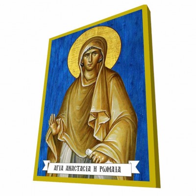 ΑΓΙΑ ΑΝΑΣΤΑΣΙΑ Η ΡΩΜΑΙΑ - Μπλε Ξύλινη Βυζαντινή Εικόνα