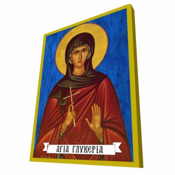 ΑΓΙΑ ΓΛΥΚΕΡΙΑ - Μπλε Ξύλινη Βυζαντινή Εικόνα