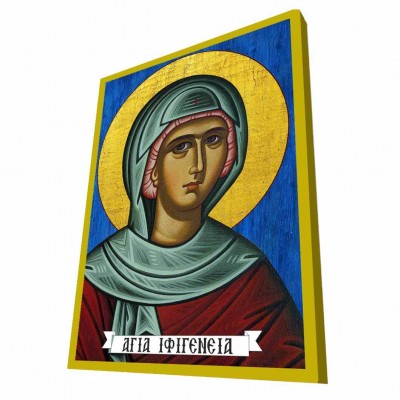 ΑΓΙΑ ΙΦΙΓΕΝΕΙΑ - Μπλε Ξύλινη Βυζαντινή Εικόνα