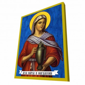 ΑΓΙΑ ΜΑΡΙΑ ΜΑΓΔΑΛΗΝΗ - Μπλε Ξύλινη Βυζαντινή Εικόνα