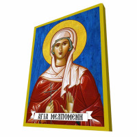 ΑΓΙΑ ΜΕΛΠΟΜΕΝΗ - Μπλε Ξύλινη Βυζαντινή Εικόνα