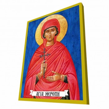 ΑΓΙΑ ΜΕΡΟΠΗ - Μπλε Ξύλινη Βυζαντινή Εικόνα
