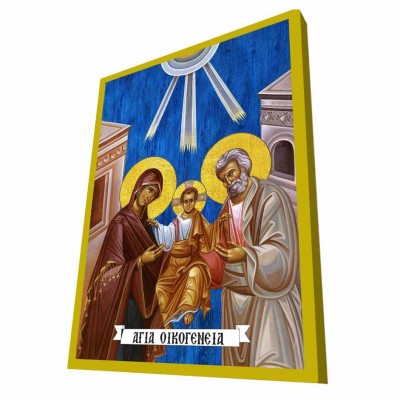ΑΓΙΑ ΟΙΚΟΓΕΝΕΙΑ - Μπλε Ξύλινη Βυζαντινή Εικόνα