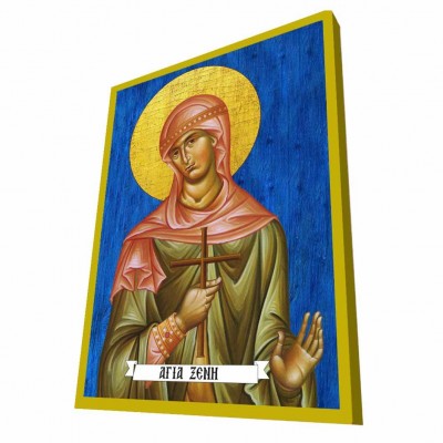 ΑΓΙΑ ΞΕΝΗ - Μπλε Ξύλινη Βυζαντινή Εικόνα