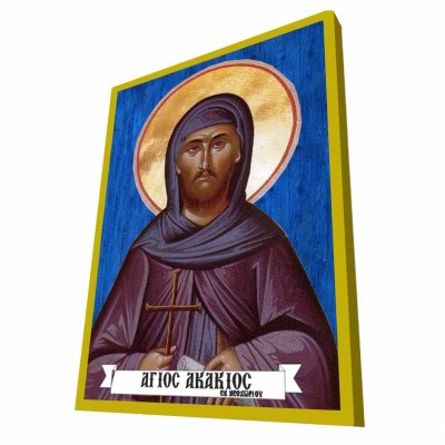 ΑΓΙΟΣ ΑΚΑΚΙΟΣ - Μπλε Ξύλινη Βυζαντινή Εικόνα