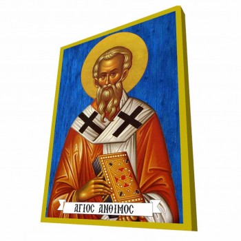 ΑΓΙΟΣ ΑΝΘΙΜΟΣ - Μπλε Ξύλινη Βυζαντινή Εικόνα