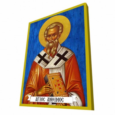 ΑΓΙΟΣ ΑΝΘΙΜΟΣ - Μπλε Ξύλινη Βυζαντινή Εικόνα