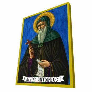 ΑΓΙΟΣ ΑΝΤΩΝΙΟΣ - Μπλε Ξύλινη Βυζαντινή Εικόνα