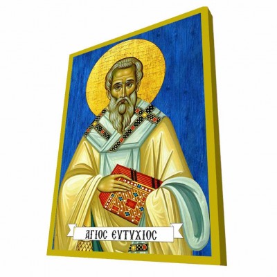 ΑΓΙΟΣ ΕΥΤΥΧΙΟΣ - Μπλε Ξύλινη Βυζαντινή Εικόνα