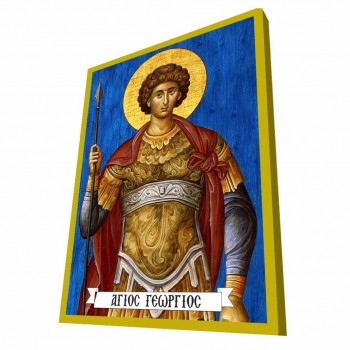 ΑΓΙΟΣ ΓΕΩΡΓΙΟΣ - Μπλε Ξύλινη Βυζαντινή Εικόνα