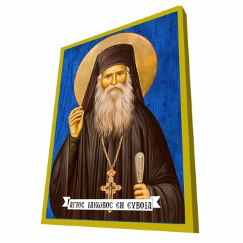 ΑΓΙΟΣ ΙΑΚΩΒΟΣ Ο ΕΝ ΕΥΒΟΙΑΣ - Μπλε Ξύλινη Βυζαντινή Εικόνα