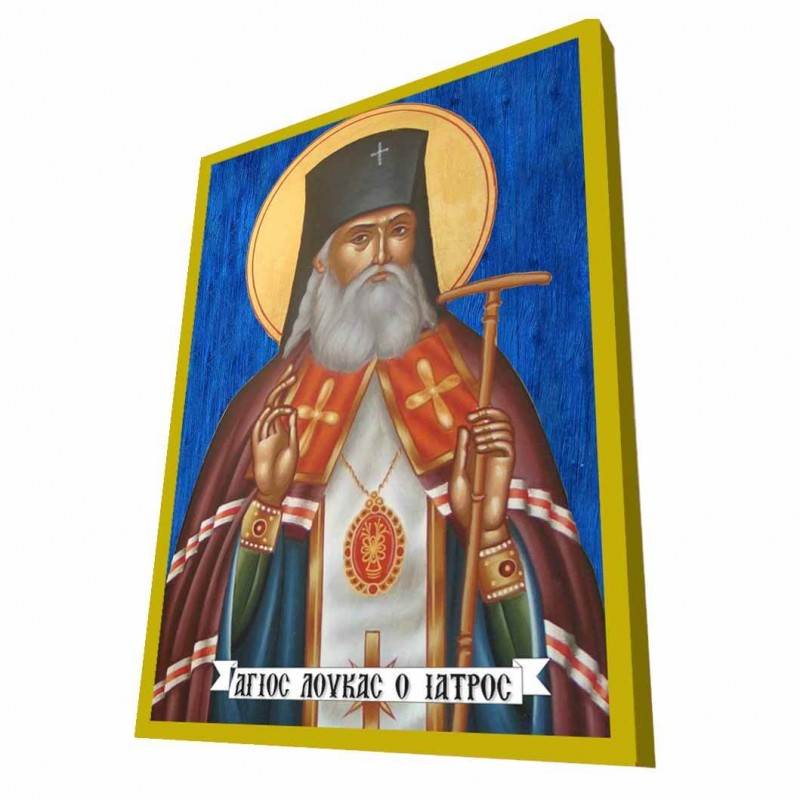 ΑΓΙΟΣ ΛΟΥΚΑΣ Ο ΙΑΤΡΟΣ - Μπλε Ξύλινη Βυζαντινή Εικόνα