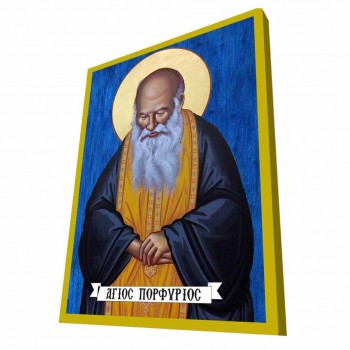 ΑΓΙΟΣ ΠΟΡΦΥΡΙΟΣ - Μπλε Ξύλινη Βυζαντινή Εικόνα