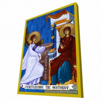 ΕΥΑΓΓΕΛΙΣΜΟΣ ΘΕΟΤΟΚΟΥ - Μπλε Ξύλινη Βυζαντινή Εικόνα