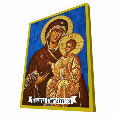 ΠΑΝΑΓΙΑ ΠΟΡΤΑΪΤΙΣΣΑ - Μπλε Ξύλινη Βυζαντινή Εικόνα