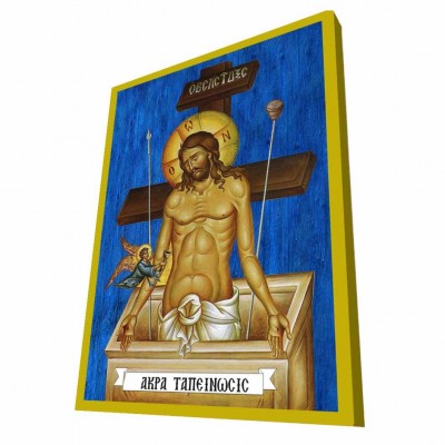 ΙΗΣΟΥΣ ΧΡΙΣΤΟΣ ΑΚΡΑ ΤΑΠΕΙΝΩΣΗ - Μπλε Ξύλινη Βυζαντινή Εικόνα