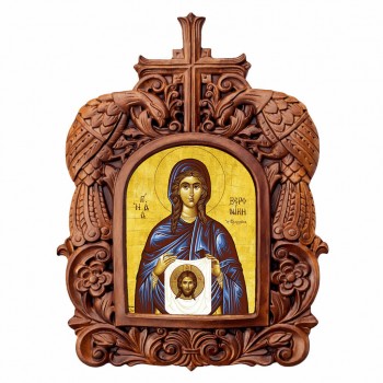 Αγία Βερονίκη - Ξυλόγλυπτη Κορνίζα Παγώνια 38cm