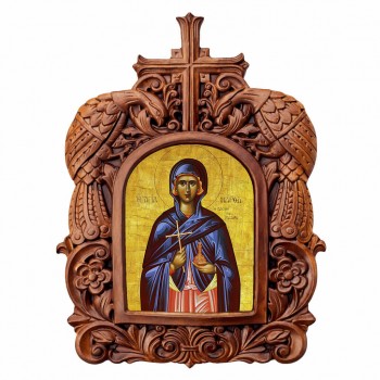 Αγία Μάρθα - Ξυλόγλυπτη Κορνίζα Παγώνια 38cm