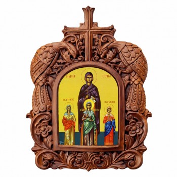 Αγία Σοφία - Ξυλόγλυπτη Κορνίζα Παγώνια 38cm