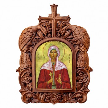 Αγία Χριστίνα - Ξυλόγλυπτη Κορνίζα Παγώνια 38cm