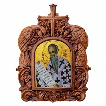 Άγιος Αλέξανδρος - Ξυλόγλυπτη Κορνίζα Παγώνια 38cm