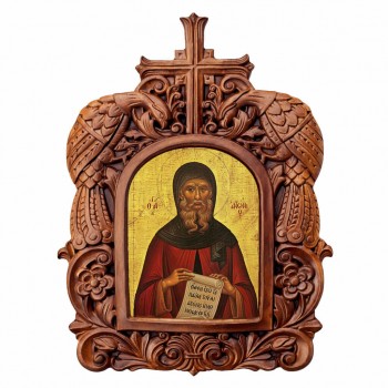 Άγιος Αντώνιος - Ξυλόγλυπτη Κορνίζα Παγώνια 38cm