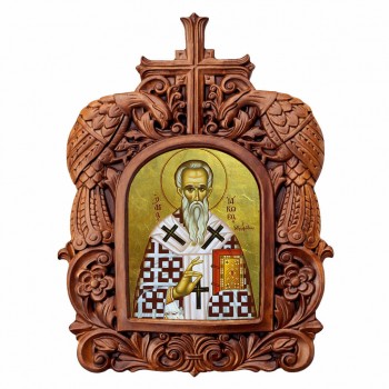 Άγιος Ιάκωβος - Ξυλόγλυπτη Κορνίζα Παγώνια 38cm
