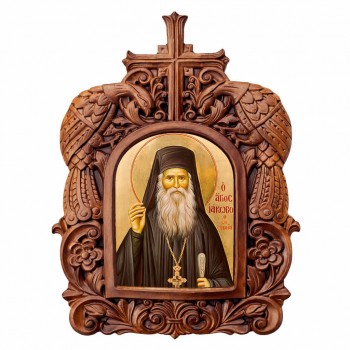 Άγιος Ιάκωβος Τσαλίκης - Ξυλόγλυπτη Κορνίζα Παγώνια 38cm