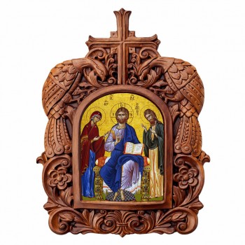 Δέηση - Ξυλόγλυπτη Κορνίζα Παγώνια 38cm