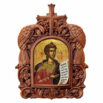Προφήτης Δανιήλ - Ξυλόγλυπτη Κορνίζα Παγώνια 38cm