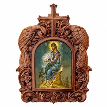 Ιησούς Χριστός Διδάσκαλος - Ξυλόγλυπτη Κορνίζα Παγώνια 38cm
