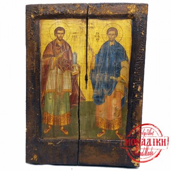 ΑΓΙΟΙ ΑΝΑΡΓΥΡΟΙ (Παλαιωμένη εικόνα από θαλασσόξυλο) 