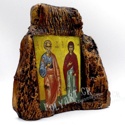 ΑΓΙΟΙ ΙΩΑΚΕΙΜ & ΑΝΝΑ – Εικόνα σε Πέτρα (Μεσαία 13cm)