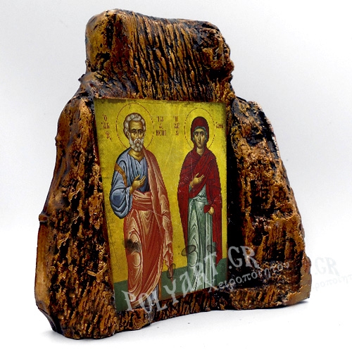 ΑΓΙΟΙ ΙΩΑΚΕΙΜ & ΑΝΝΑ – Εικόνα σε Πέτρα (Μεσαία 13cm)