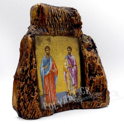 ΑΓΙΟΙ ΚΟΣΜΑΣ & ΔΑΜΙΑΝΟΣ – Εικόνα σε Πέτρα (Μεσαία 13cm)