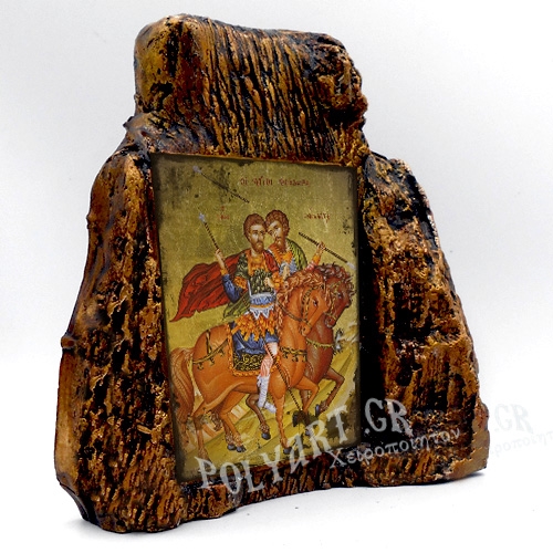 ΑΓΙΟΙ ΘΕΟΔΩΡΟΙ – Εικόνα σε Πέτρα (Μεσαία 13cm)