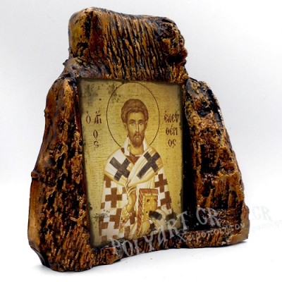 ΑΓΙΟΣ ΕΛΕΥΘΕΡΙΟΣ – Εικόνα σε Πέτρα (Μεσαία 13cm)