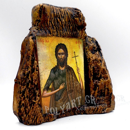 ΑΓΙΟΣ ΙΩΑΝΝΗΣ ΠΡΟΔΡΟΜΟΣ – Εικόνα σε Πέτρα (Μεσαία 13cm)